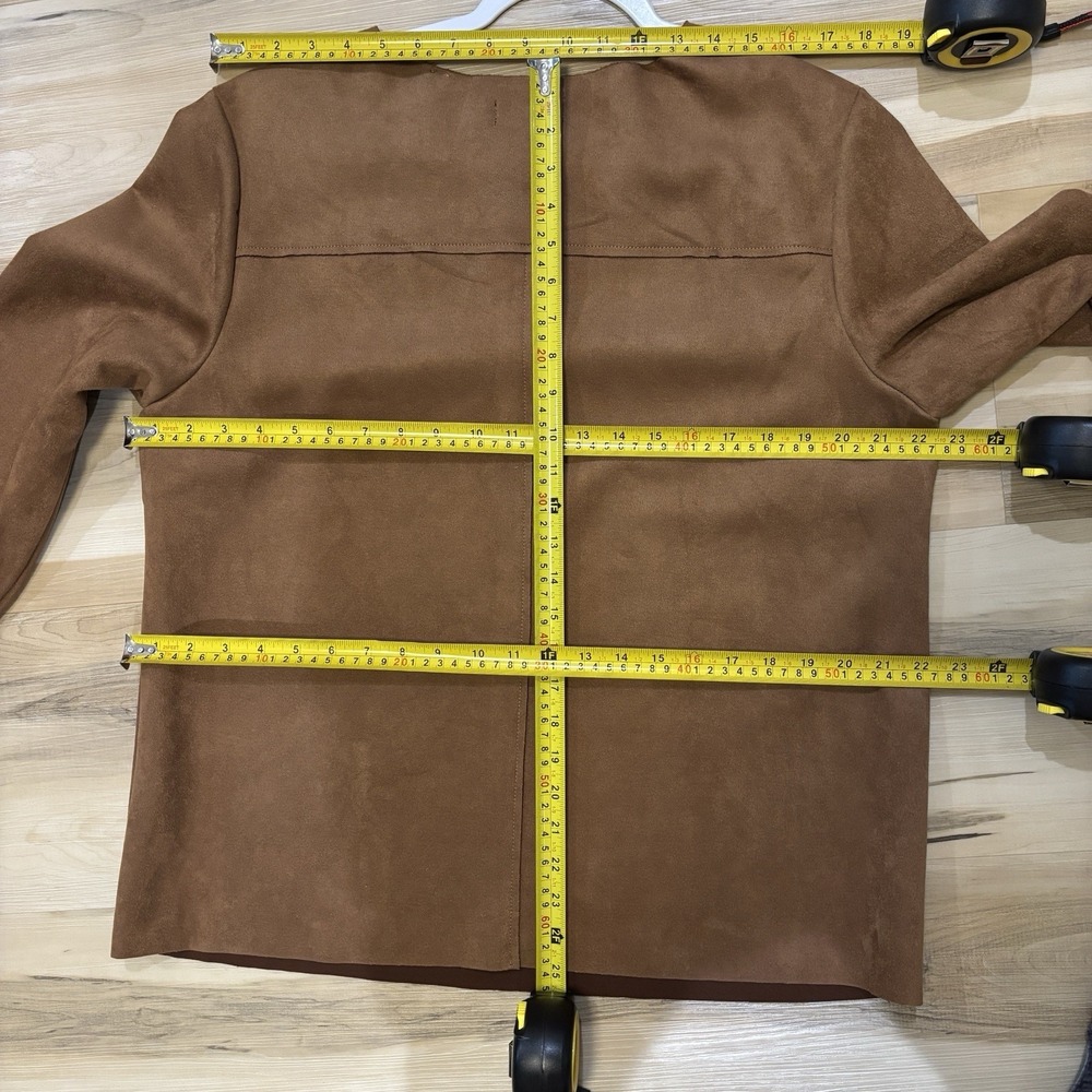 Tahari XL Brown Faux Suede Top Faux‎ Fur Cuffs Boxy Oversized Lagenlook - Picture 5 of 9